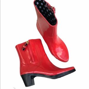 Kate Spade Red Heeled Rain Booties Size 8.5
